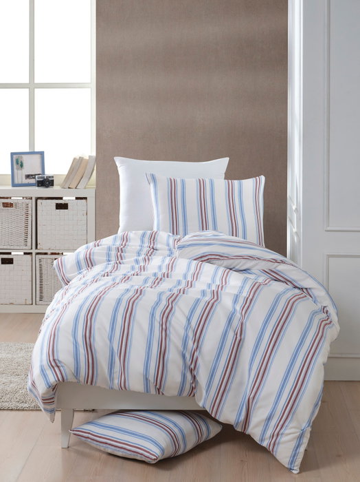 L'essentiel linge de maison Juego de funda nórdica Zagreb - Rojo y Azul, Individual L'essentiel linge de maison Juego de funda nórdica Zagreb - Rojo y Azul, Individual